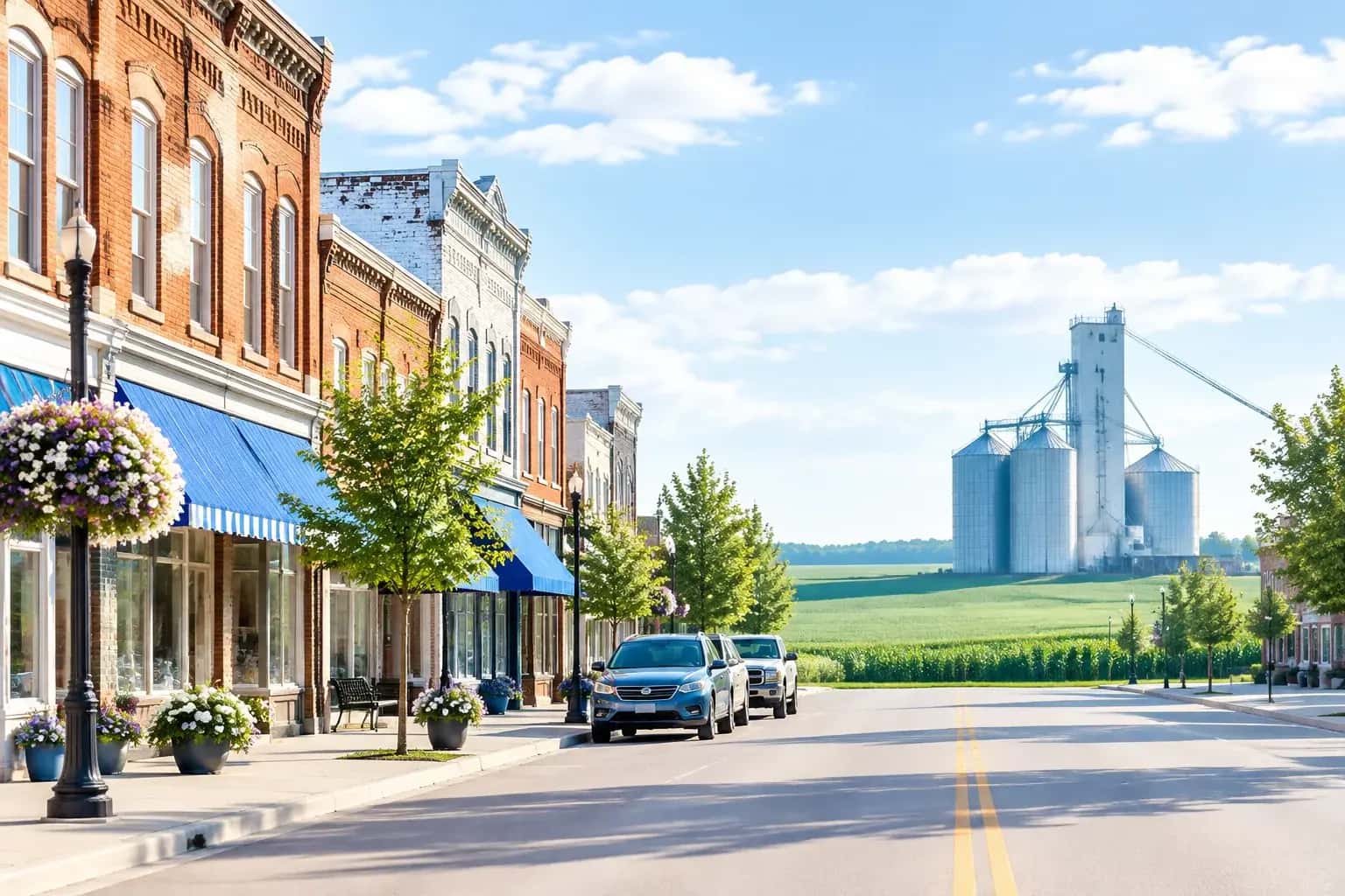 Northwest Ohio business district near Wapakoneta, Ohio